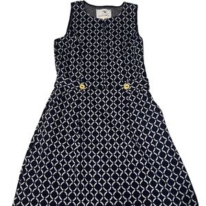Tabitha Navy and White Patterned Dress